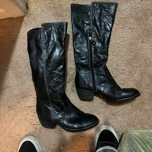 Classic Black Tall Leather Women's Boots